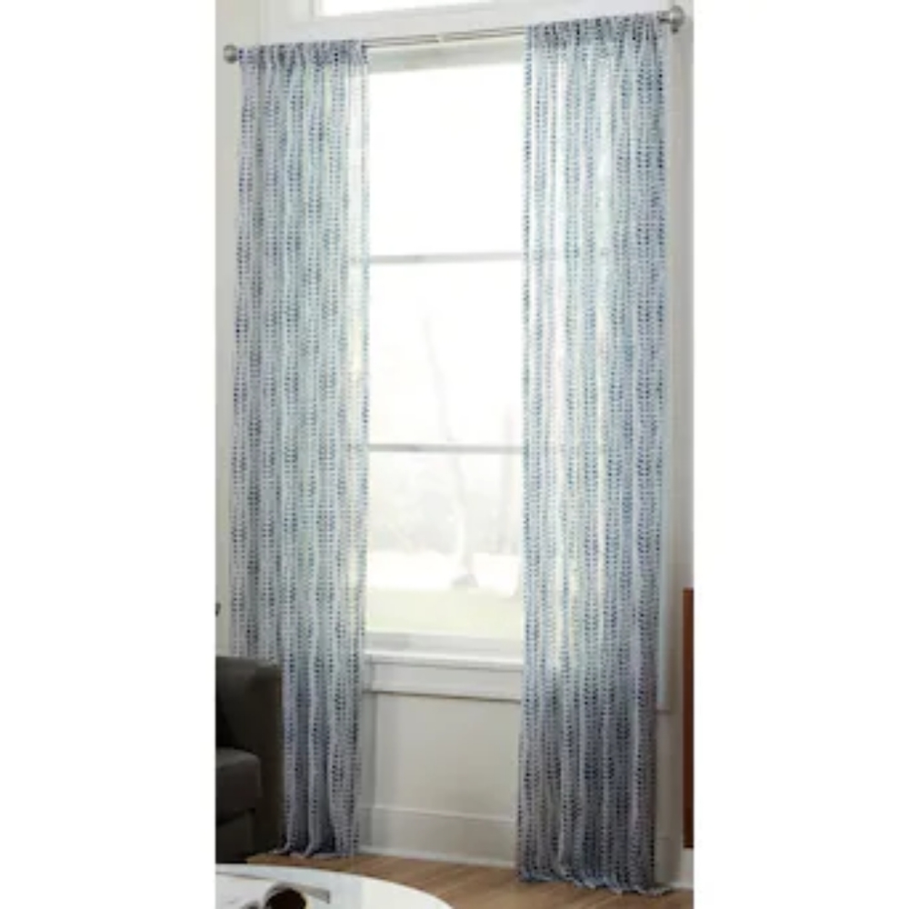 allen + roth  84-in Navy Rod Pocket Single Curtain Pan